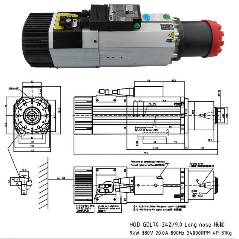 Suppliers HQD 9kw 220v 380v Lo - огляд і ціна Cnc Spindle Motor